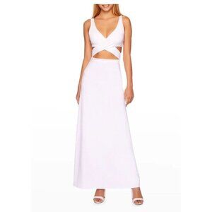 Susana Monaco Cross-Front Long Tank Cutout White Maxi Bridal Dress Size Small